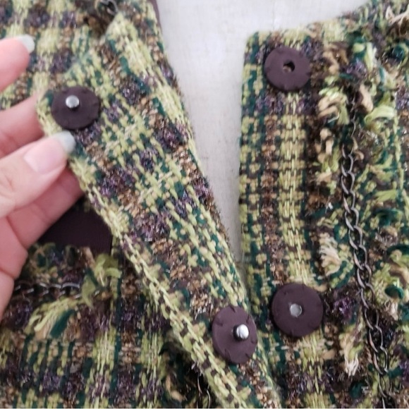 Chico’s 3 Green and Brown Tweed Jacket - Picture 4 of 8